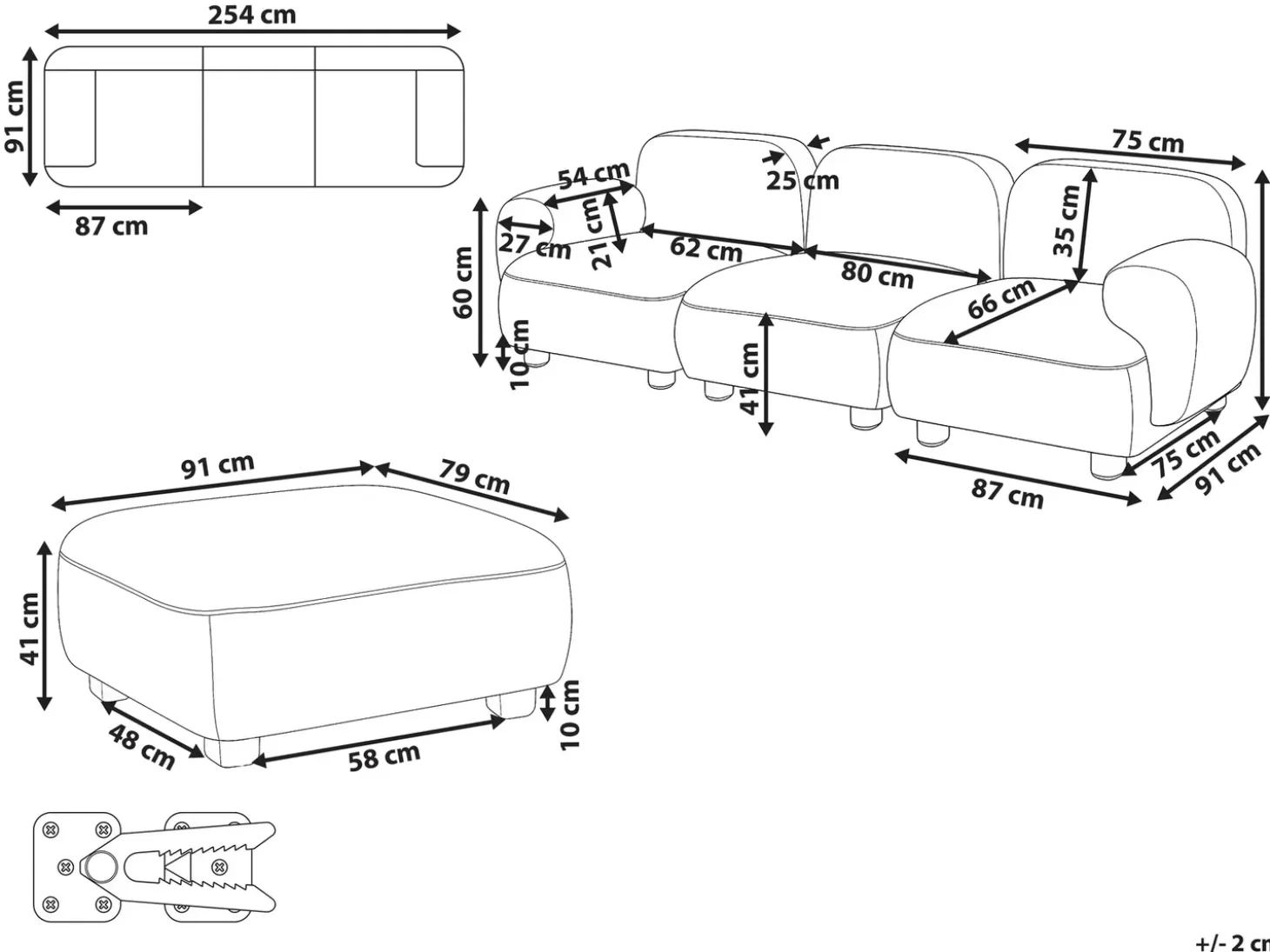 Discount Sofa modułowa dla 3 osób AMLI Beżowy z otomaną Wszystkie Sofy|Kolekcje Sof