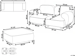 Sofa modułowa dla 2 osób AMLI Jasnozielony z otomaną Wszystkie Sofy|Sofy Dwuosobowe