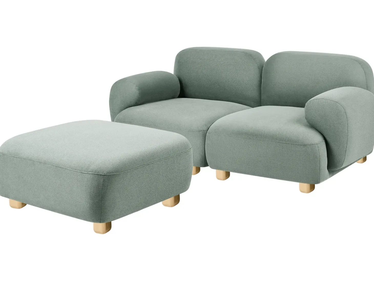 Sofa modułowa dla 2 osób AMLI Jasnozielony z otomaną Wszystkie Sofy|Sofy Dwuosobowe
