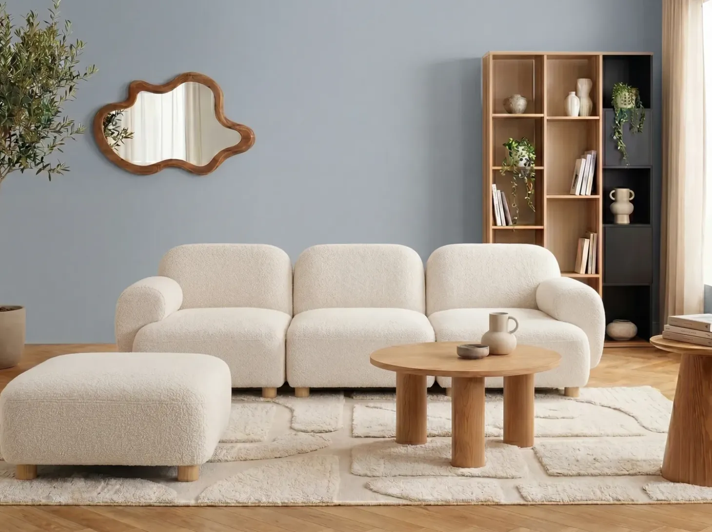 Clearance Sofa modułowa dla 3 osób AMLI Złamana biel Boucle z otomaną Wszystkie Sofy|Kolekcje Sof
