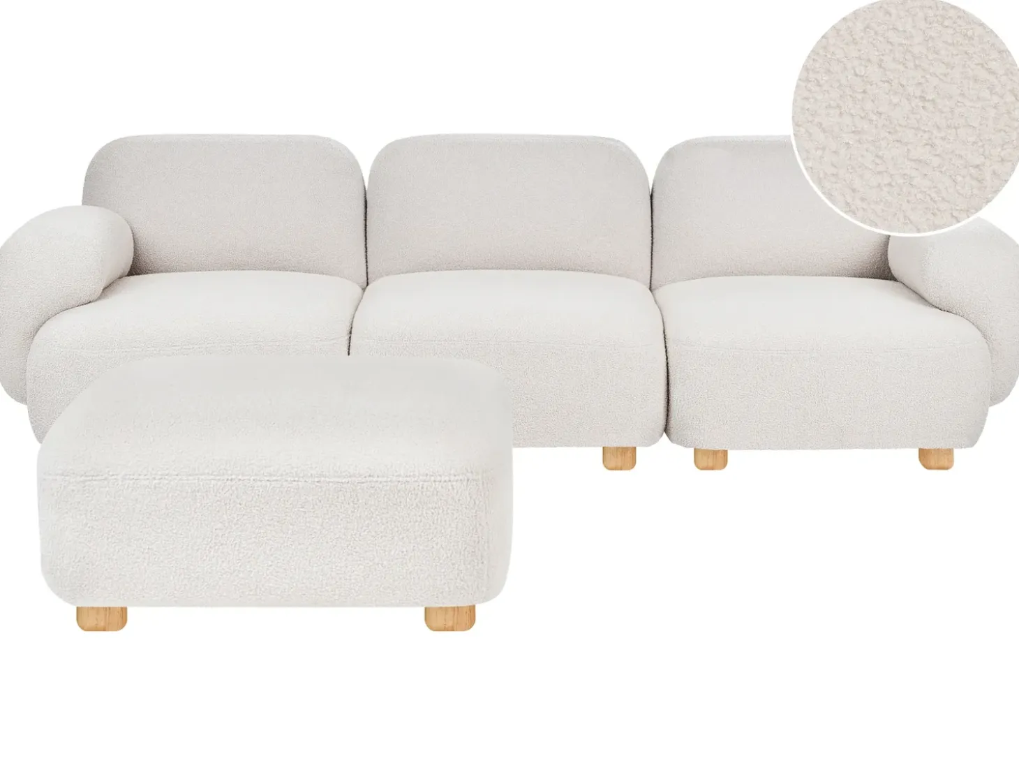 Clearance Sofa modułowa dla 3 osób AMLI Złamana biel Boucle z otomaną Wszystkie Sofy|Kolekcje Sof