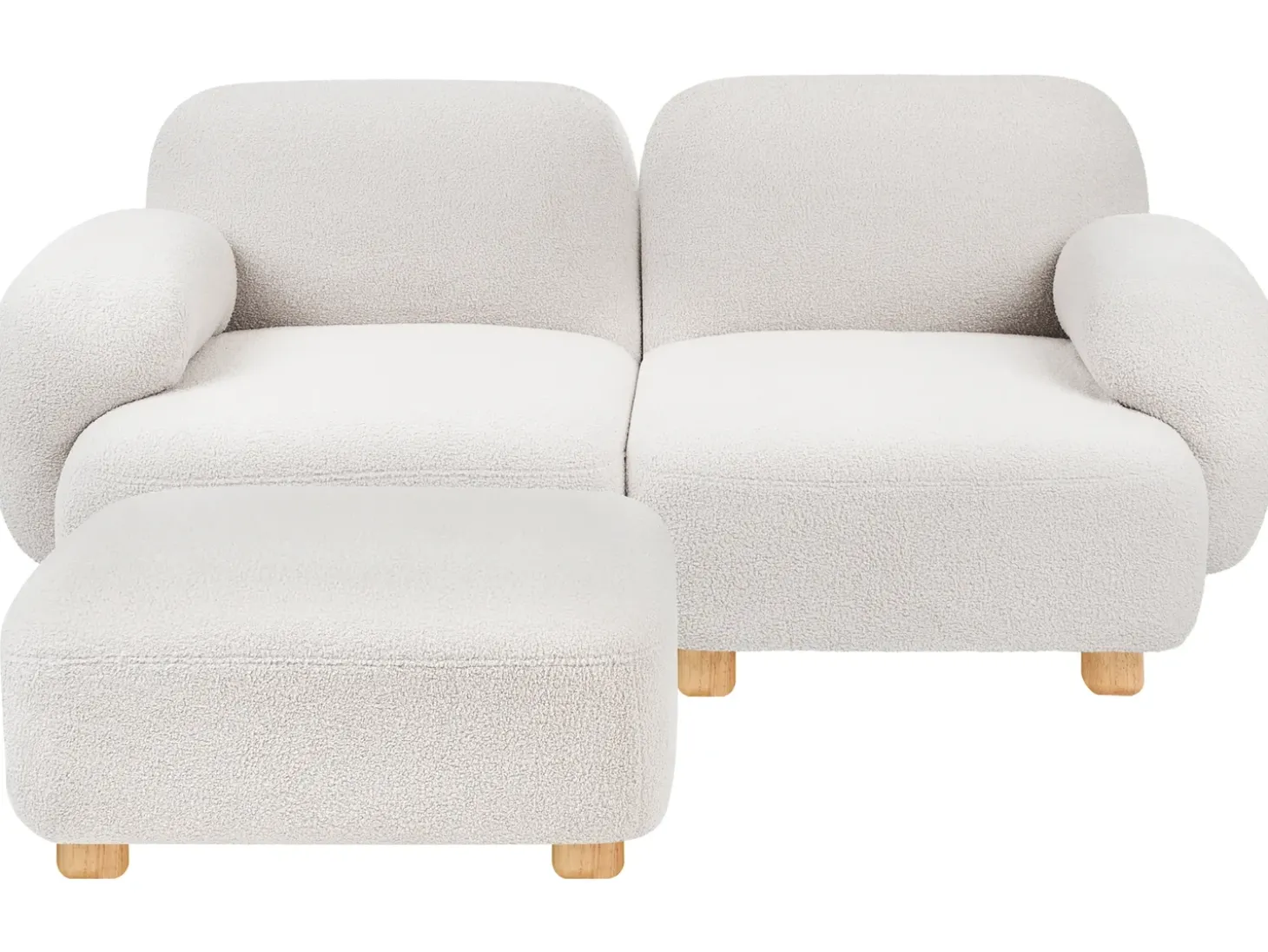Sale Sofa modułowa dla 2 osób AMLI Złamana biel Boucle z otomaną Wszystkie Sofy|Sofy Dwuosobowe