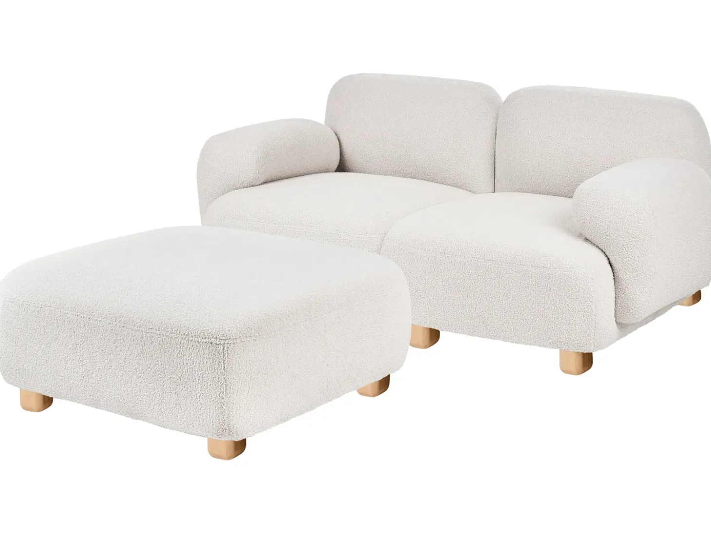Sale Sofa modułowa dla 2 osób AMLI Złamana biel Boucle z otomaną Wszystkie Sofy|Sofy Dwuosobowe