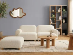 Sale Sofa modułowa dla 2 osób AMLI Złamana biel Boucle z otomaną Wszystkie Sofy|Sofy Dwuosobowe