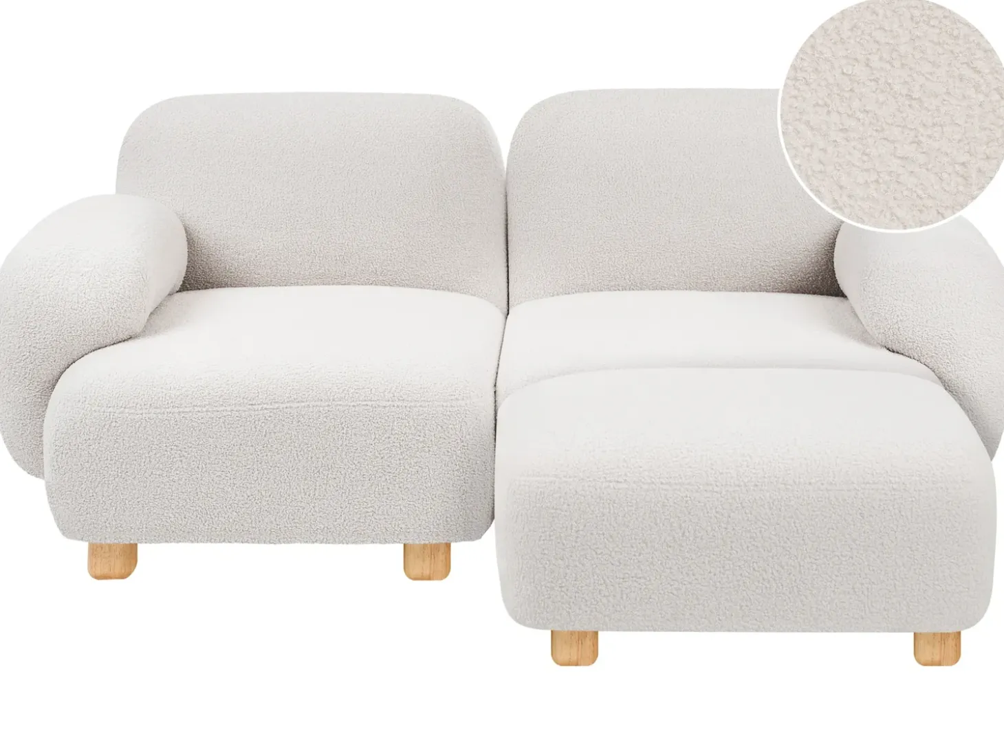 Sale Sofa modułowa dla 2 osób AMLI Złamana biel Boucle z otomaną Wszystkie Sofy|Sofy Dwuosobowe