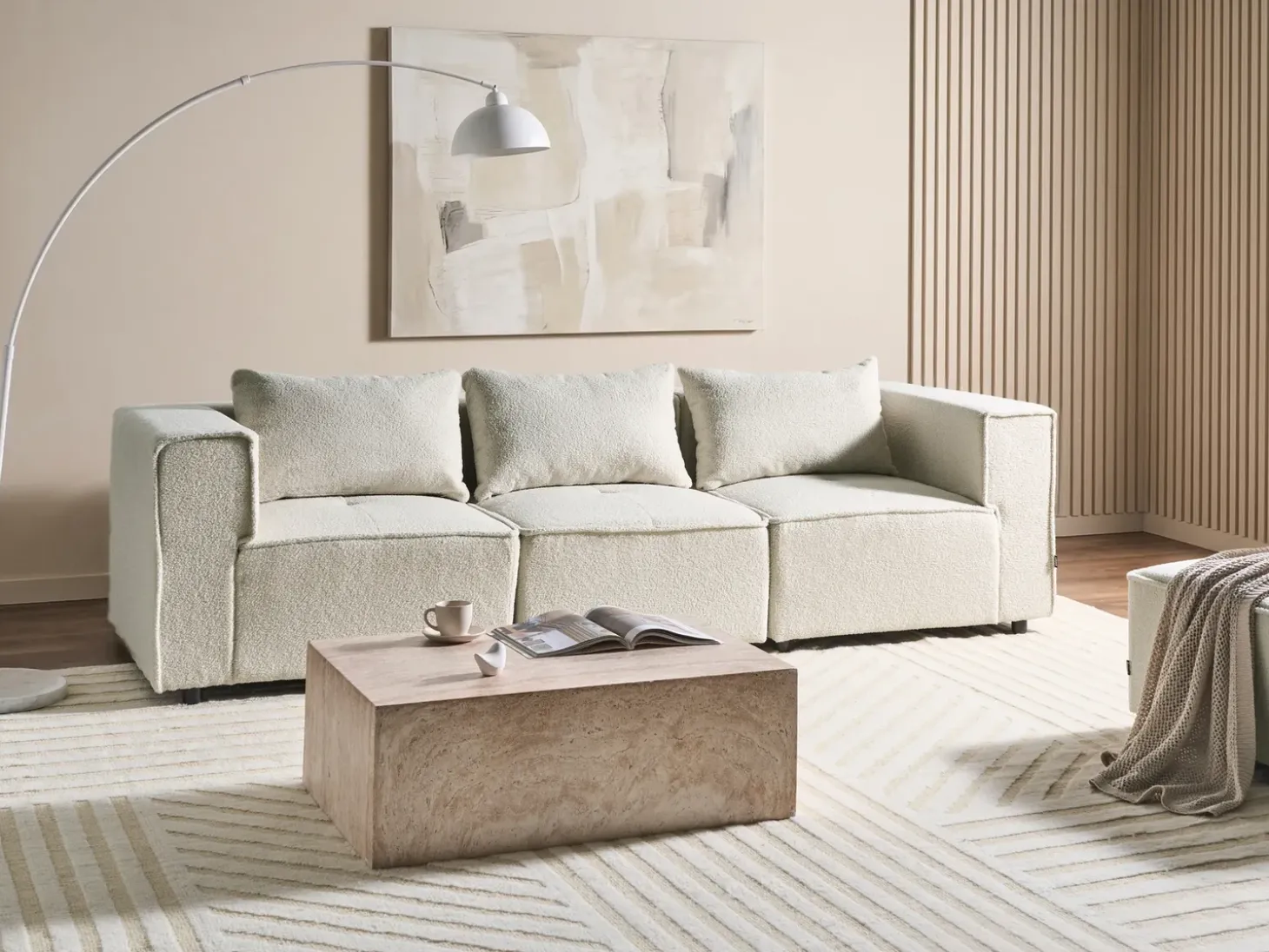 Online Sofa modułowa dla 3 osób AXEBO Złamana biel Boucle Wszystkie Sofy|Kolekcje Sof
