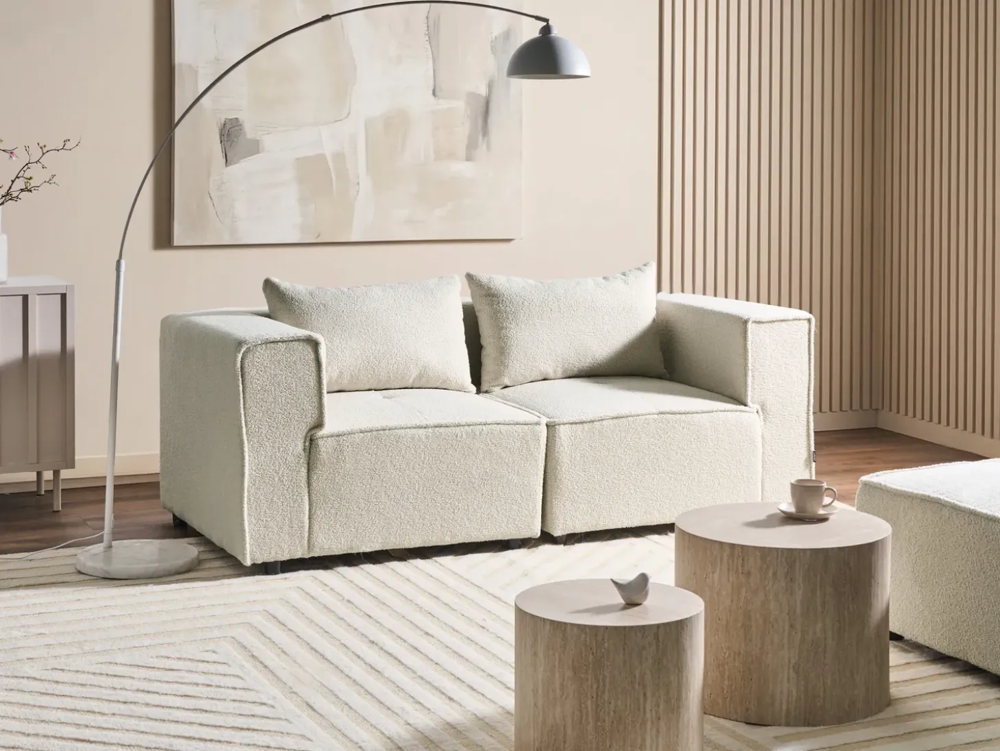 Sale Sofa modułowa dla 2 osób AXEBO Złamana biel Boucle Wszystkie Sofy|Sofy Dwuosobowe