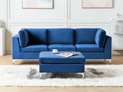 Online Sofa modułowa dla 3 osób EVJA Granatowy Welur z otomaną Wszystkie Sofy|Kolekcje Sof