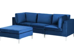 Online Sofa modułowa dla 3 osób EVJA Granatowy Welur z otomaną Wszystkie Sofy|Kolekcje Sof