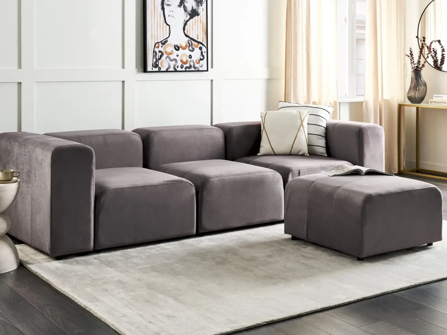 Sofa modułowa dla 3 osób FALSTERBO Ciemno Welur z otomaną Wszystkie Sofy|Kolekcje Sof
