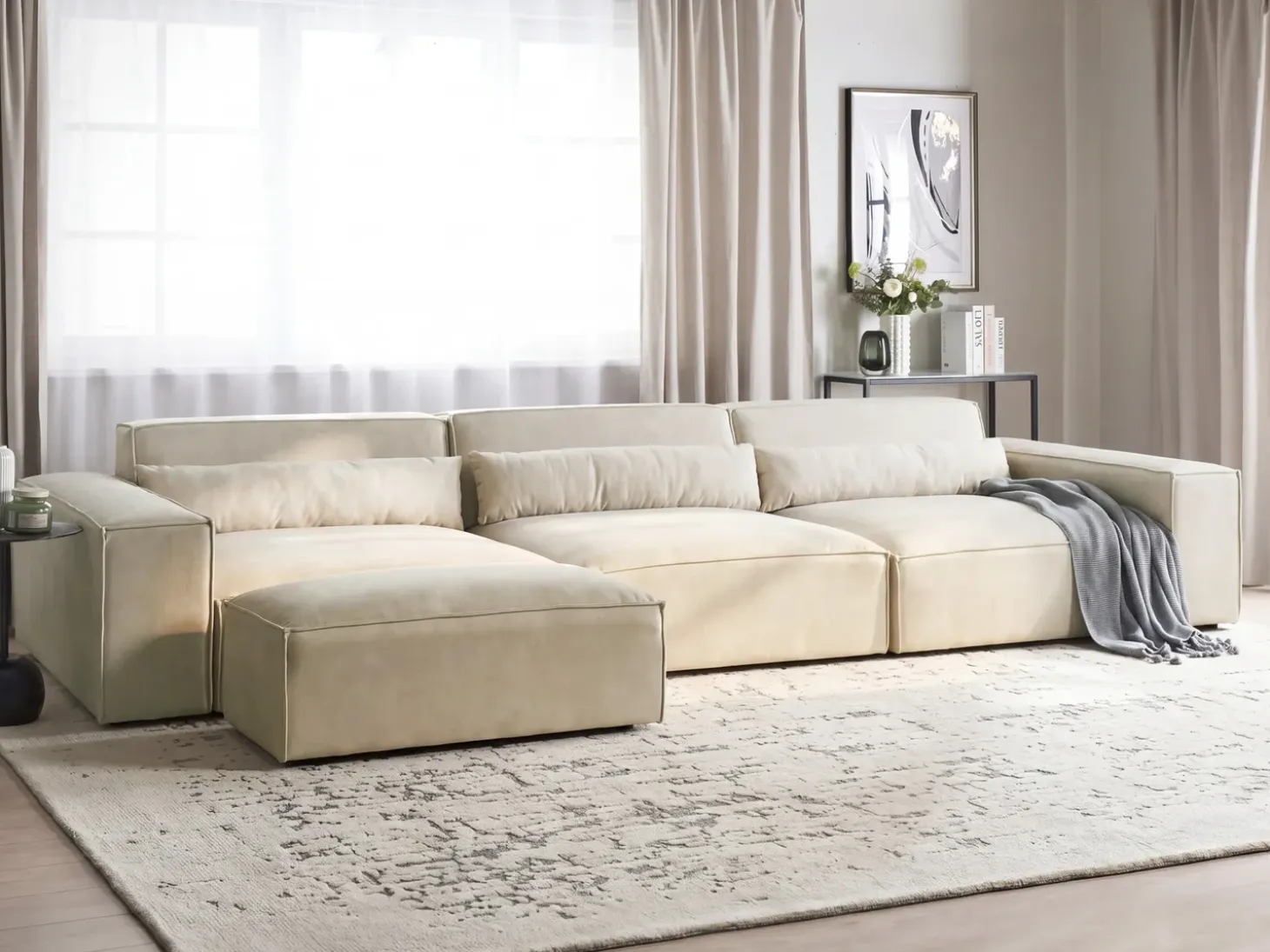 Sale Sofa modułowa dla HELLNAR Jasno Welur z otomaną Wszystkie Sofy|Kolekcje Sof