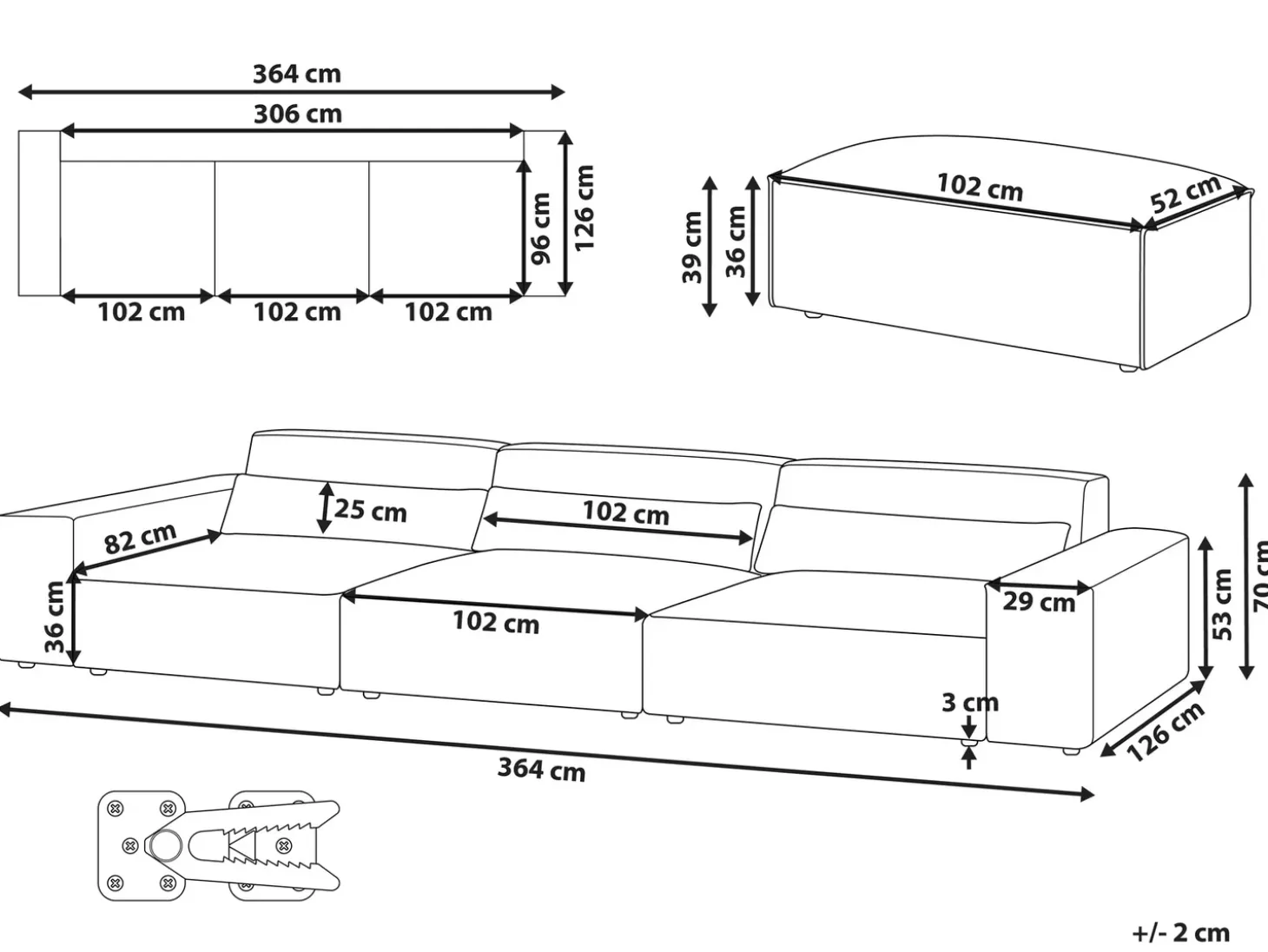 Sale Sofa modułowa dla HELLNAR Jasno Welur z otomaną Wszystkie Sofy|Kolekcje Sof