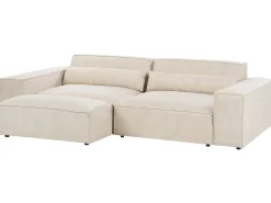 Sofa modułowa dla 3 osób HELLNAR Jasnobeżowy Welur z otomaną
