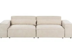 Sofa modułowa dla 3 osób HELLNAR Jasnobeżowy Welur z otomaną