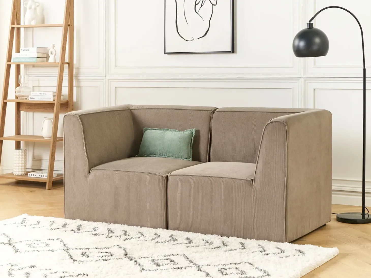 Online Sofa modułowa dla 2 osób LEMVIG Beżowoszary Sztruks Wszystkie Sofy|Sofy Dwuosobowe