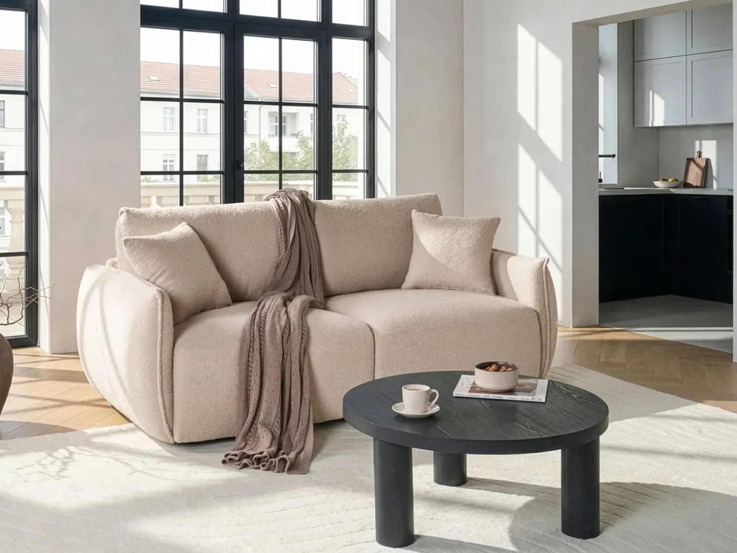 Sale Sofa modułowa dla 2 osób MESNALI Beżowy Boucle Wszystkie Sofy|Sofy Dwuosobowe