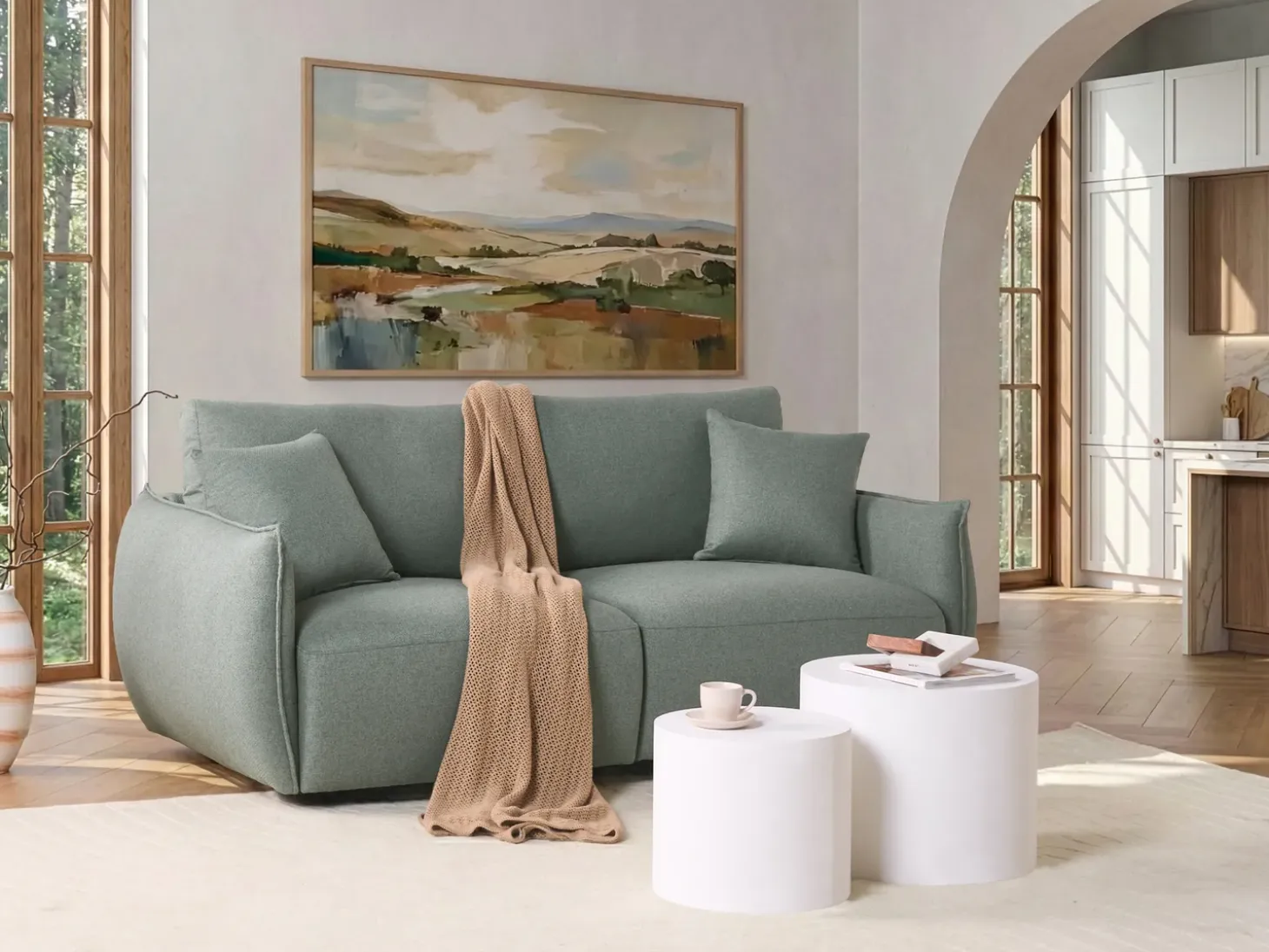 Discount Sofa modułowa dla 2 osób MESNALI Zielony Wszystkie Sofy|Sofy Dwuosobowe