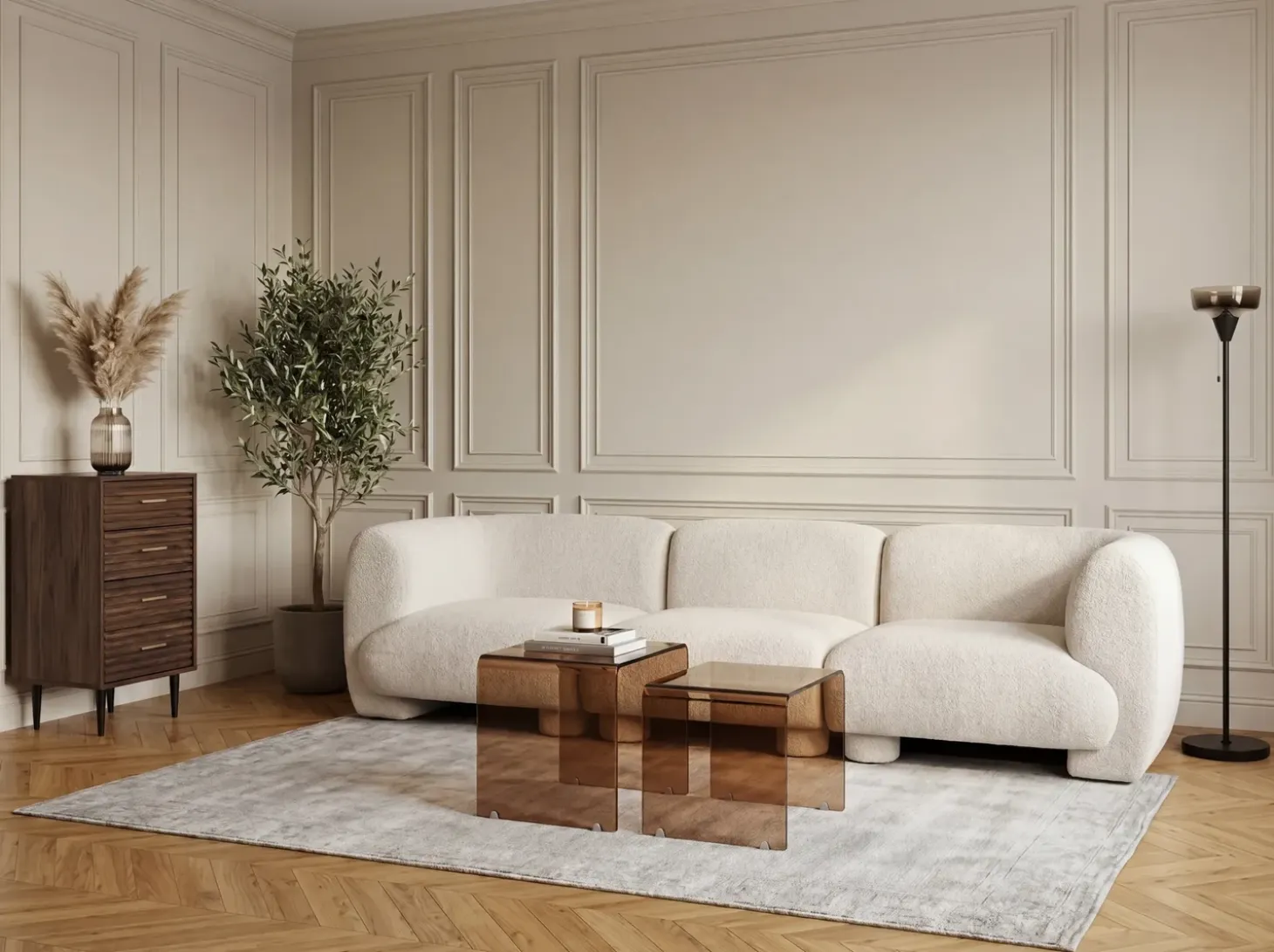 Sofa modułowa dla 3 osób MJALBI Złamana biel Boucle Wszystkie Sofy|Kolekcje Sof