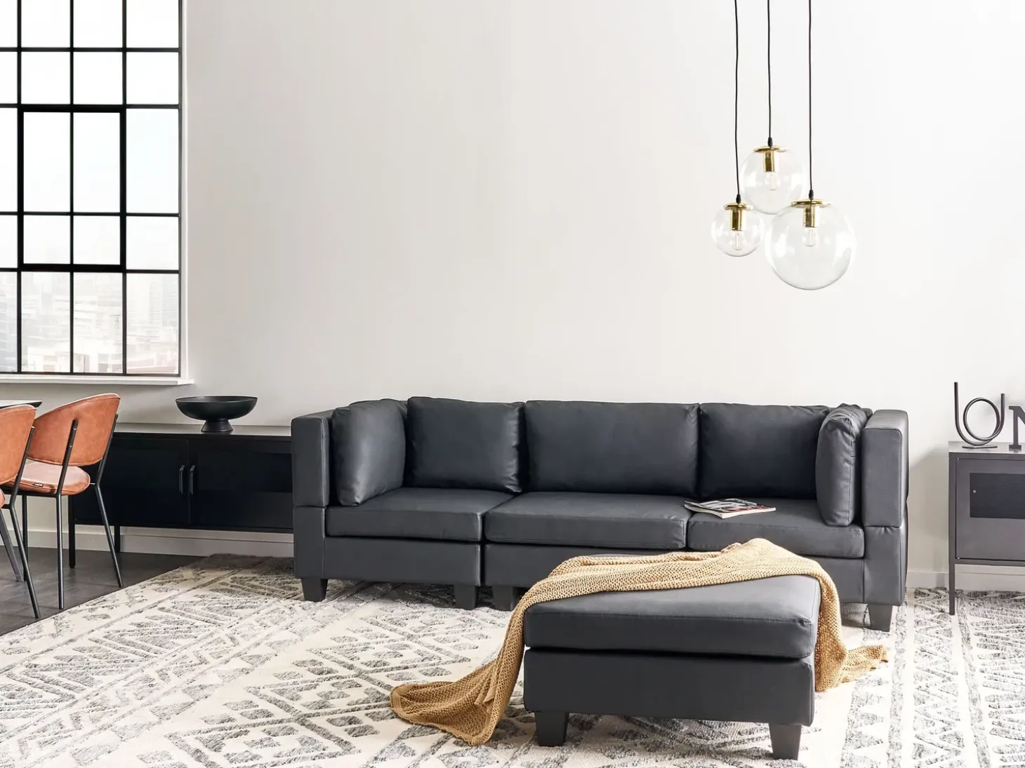 Clearance Sofa modułowa dla 3 osób UNSTAD Ekoskóra Sofy Skórzane|Wszystkie Sofy