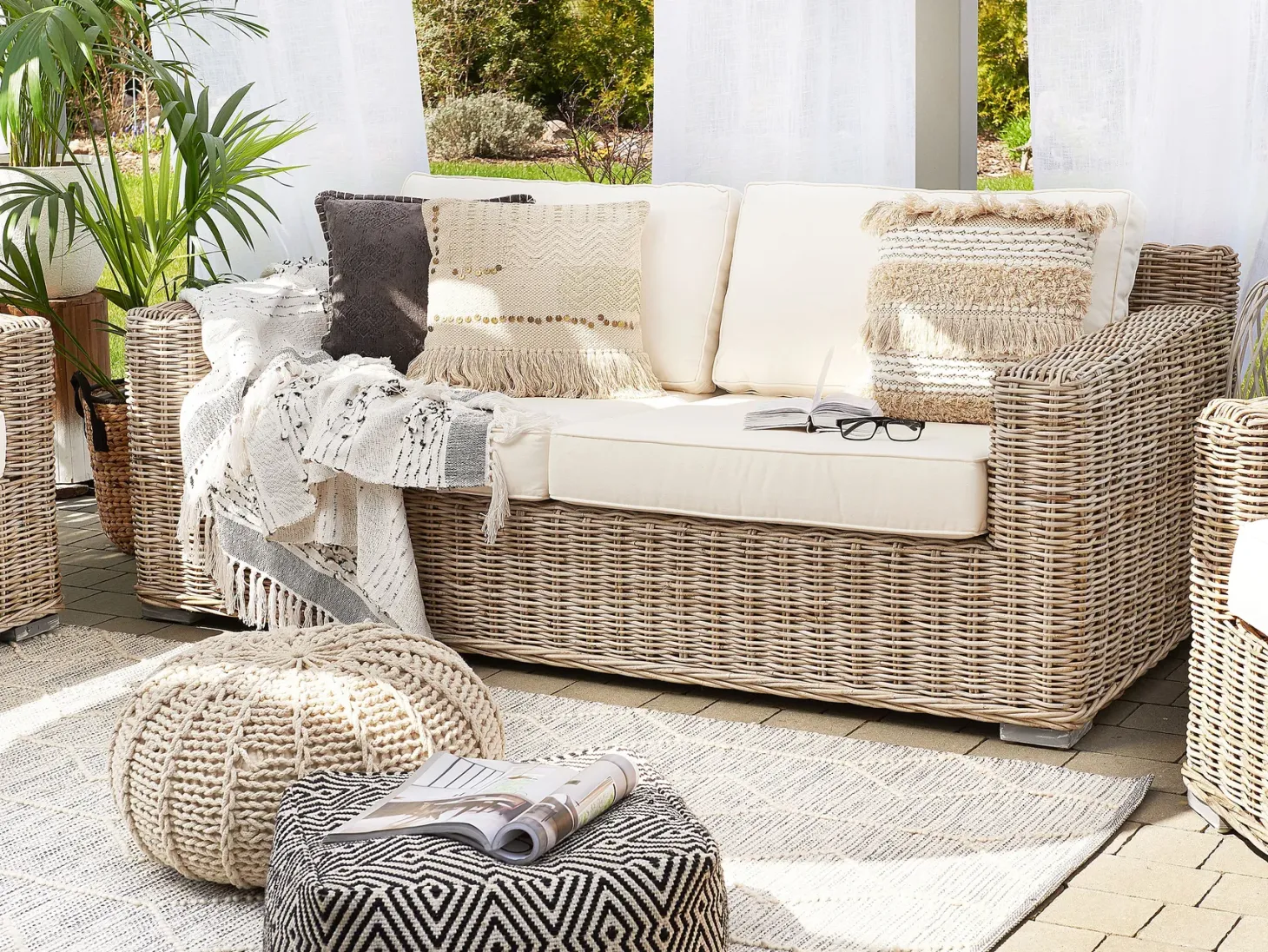 Sofa ogrodowa dla 2 osób ARDEA Rattan Jasnobrązowy