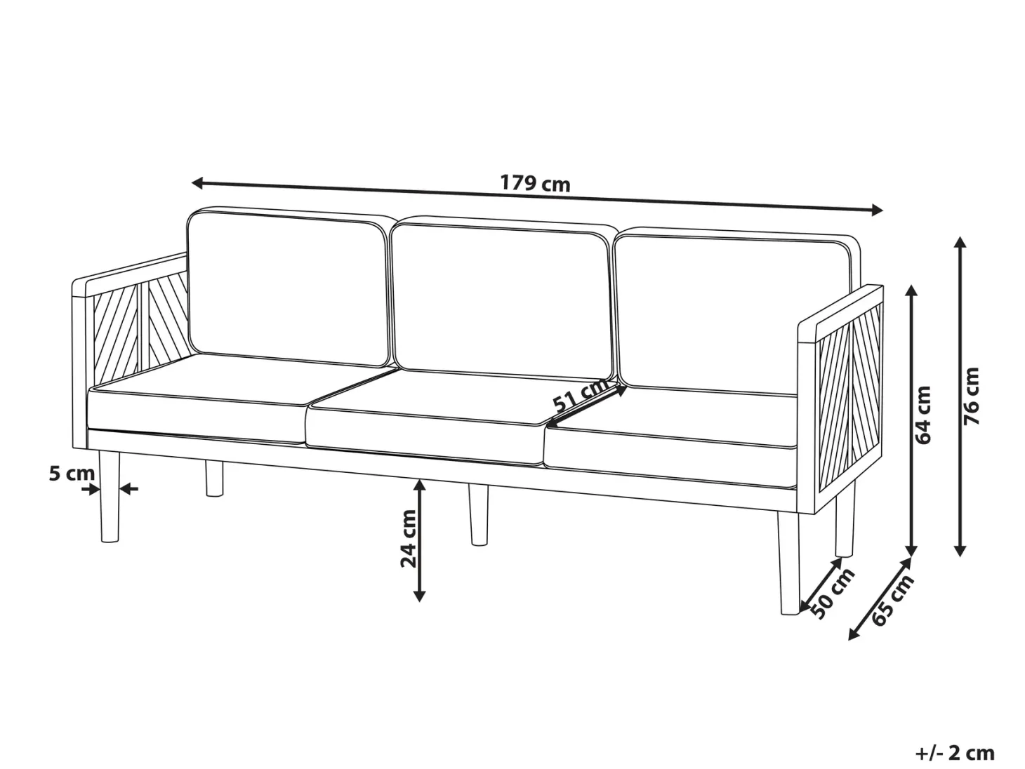 Sofa ogrodowa dla 3 osób BARATTI Drewno akacjowe Brązowy