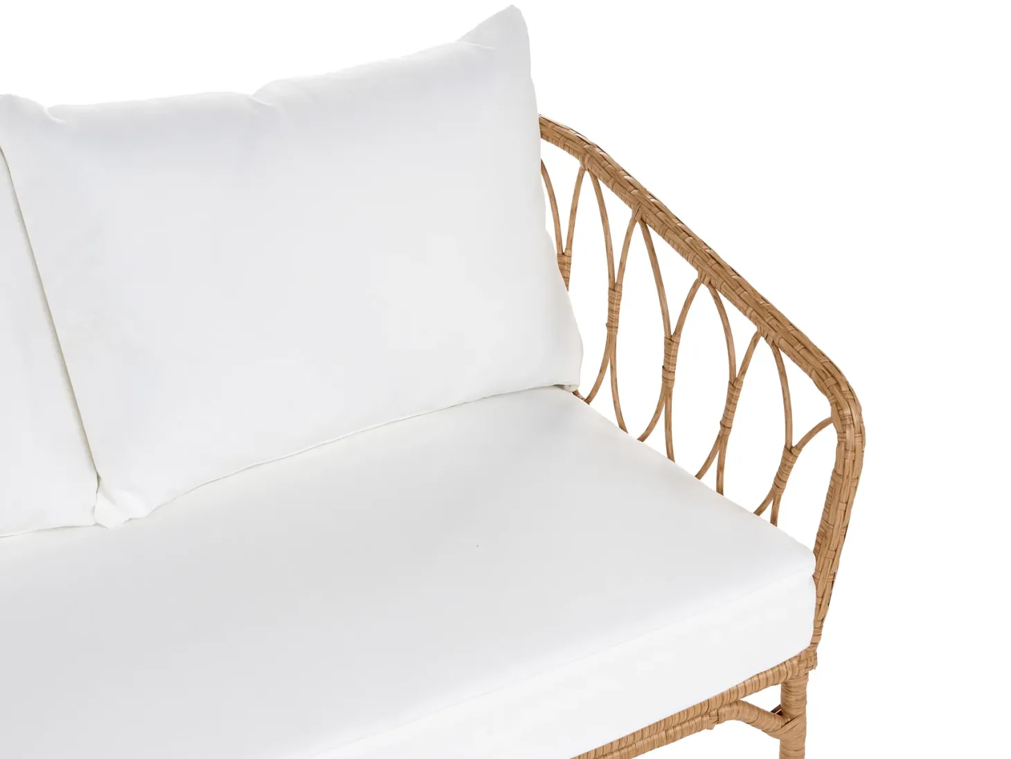 Sofa ogrodowa dla 2 osób FOLLO Jasnobrązowy Technorattan z ławką