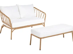 Sofa ogrodowa dla 2 osób FOLLO Jasnobrązowy Technorattan z ławką
