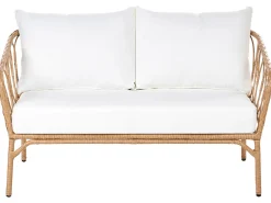Sofa ogrodowa dla 2 osób FOLLO Jasnobrązowy Technorattan z ławką