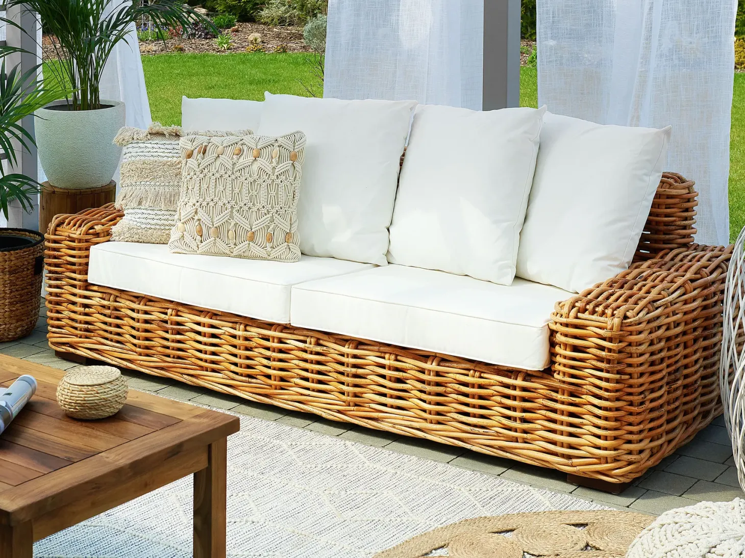 Sofa ogrodowa dla 3 osób FORLI Rattan Naturalny