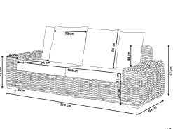 Sofa ogrodowa dla 3 osób FORLI Rattan Naturalny