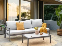 Sofa ogrodowa dla 3 osób KIATO Metal Jasnoszary