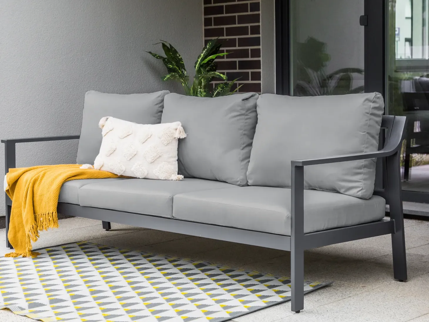 Sofa ogrodowa dla 3 osób KIATO Metal Ciemnoszary