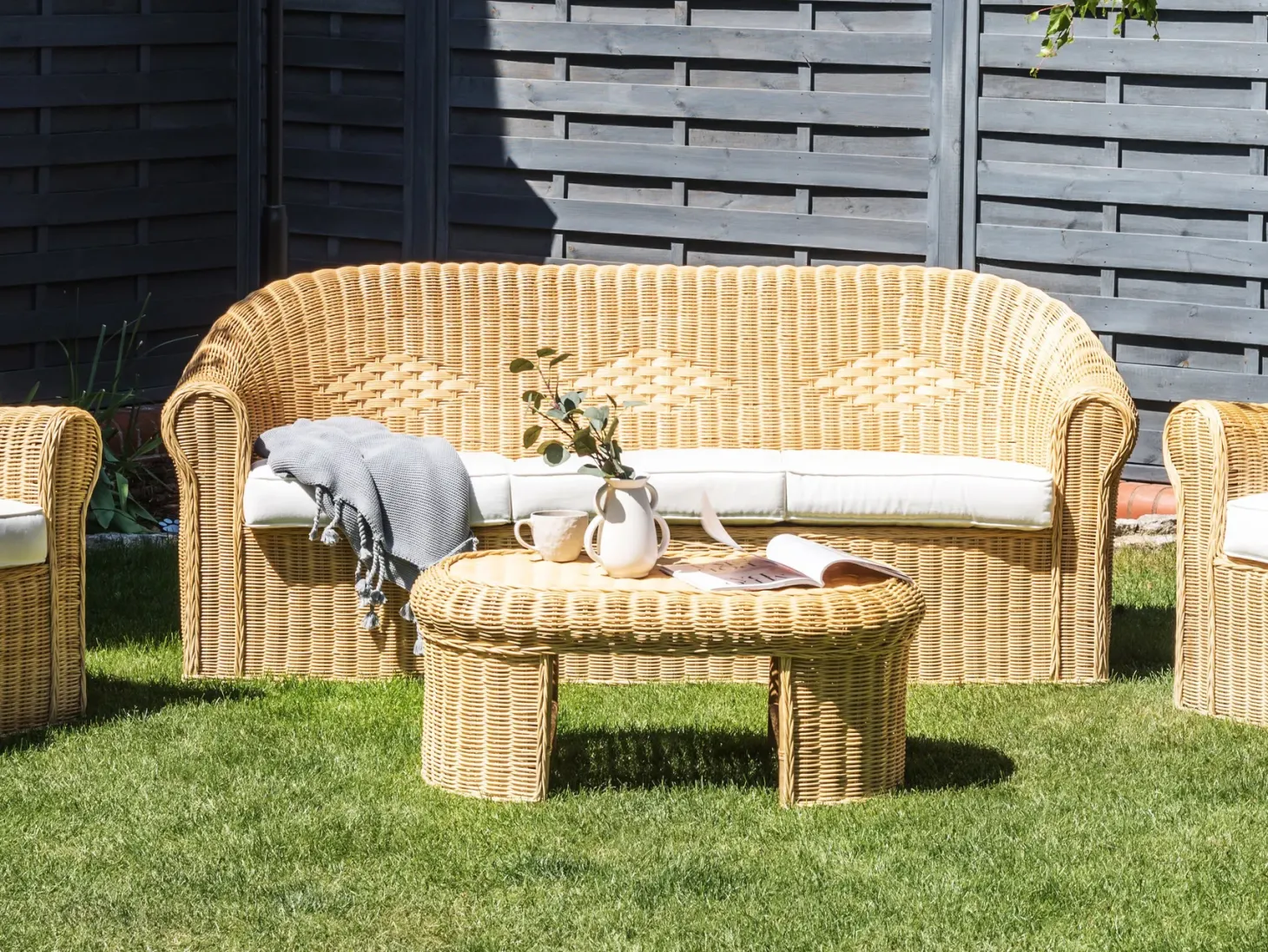 Sofa ogrodowa dla 3 osób LIVADEIA Rattan Naturalny