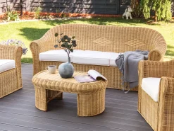 Sofa ogrodowa dla 3 osób LIVADEIA Rattan Naturalny