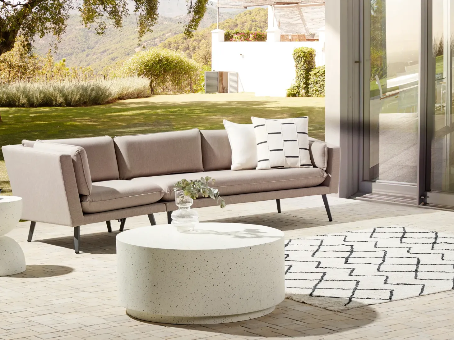 Sofa ogrodowa dla 3 osób LORETELLO Lewostronny Beżowy