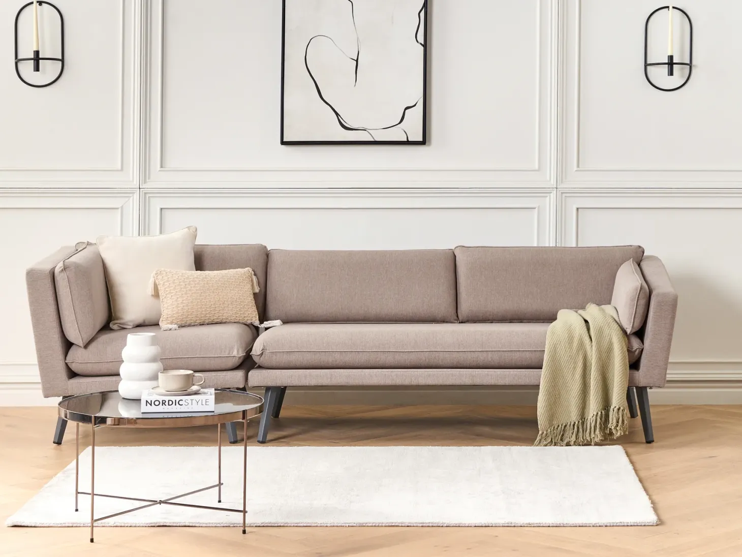 Sofa ogrodowa dla 3 osób LORETELLO Lewostronny Beżowy