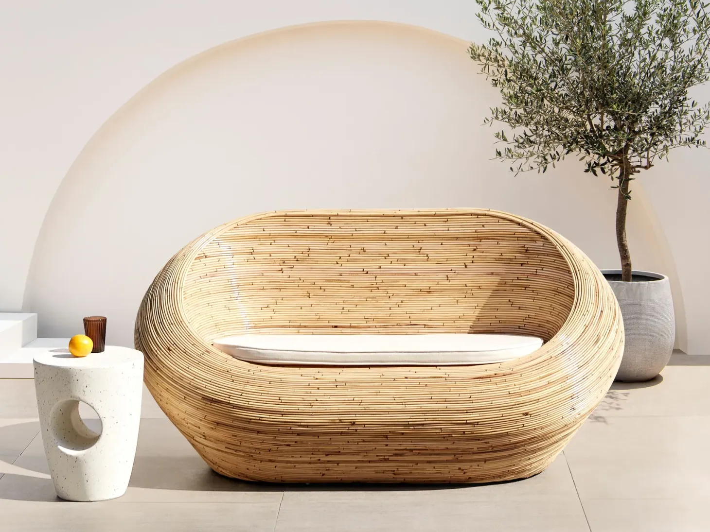 Sofa ogrodowa dla 2 osób MAIORI Rattan Naturalny