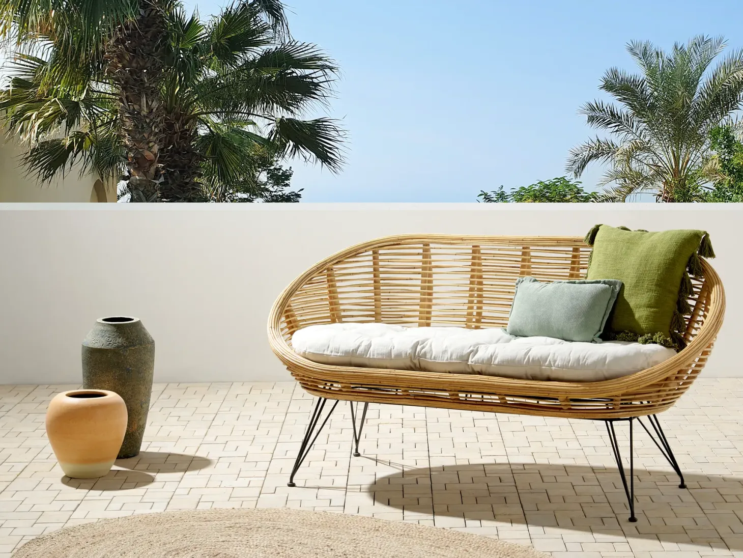 Sofa ogrodowa dla 2 osób MARATEA Rattan Naturalny