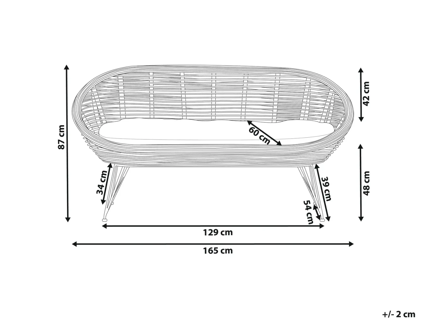 Sofa ogrodowa dla 2 osób MARATEA Rattan Naturalny