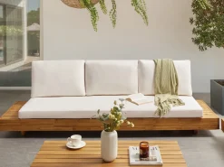 Sofa ogrodowa dla 3 osób MARETTIMO Certyfikowane drewno akacjowe Złamana biel