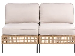 Sofa ogrodowa dla 2 osób OMEGANA Bez podłokietników Technorattan Jasnobeżowy