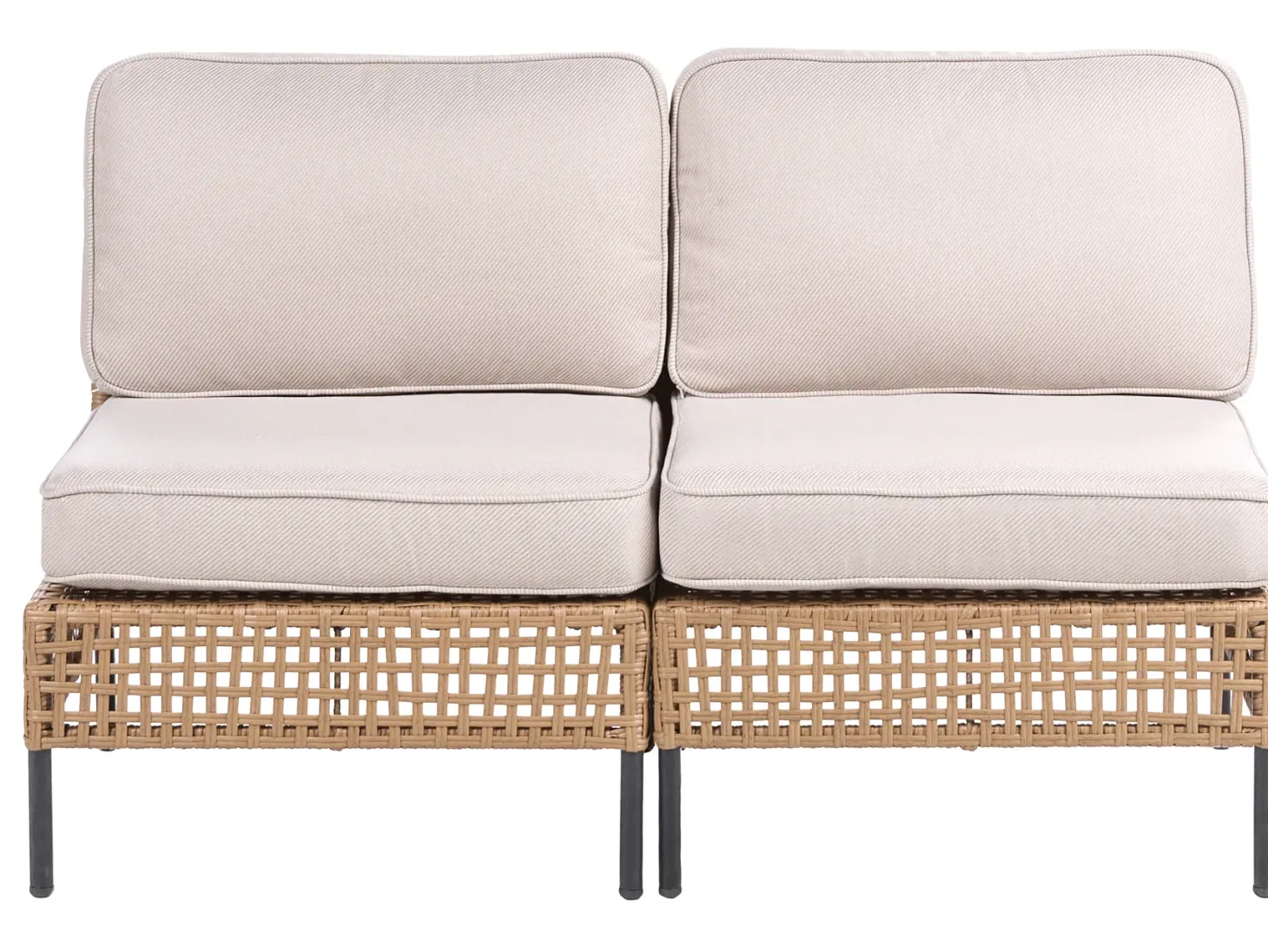 Sofa ogrodowa dla 2 osób OMEGANA Bez podłokietników Technorattan Jasnobeżowy