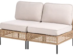Sofa ogrodowa dla 2 osób OMEGANA Bez podłokietników Technorattan Jasnobeżowy