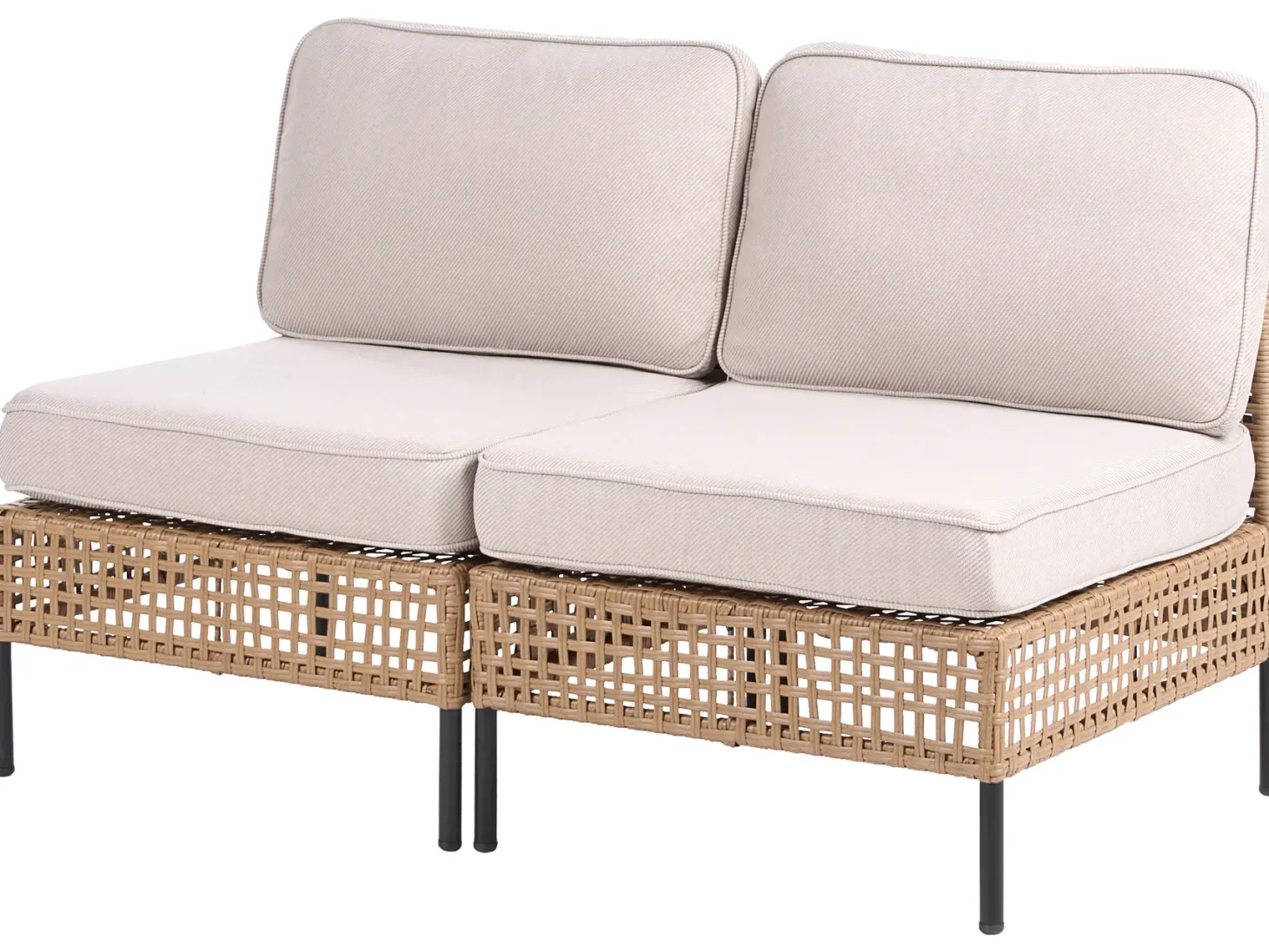 Sofa ogrodowa dla 2 osób OMEGANA Bez podłokietników Technorattan Jasnobeżowy