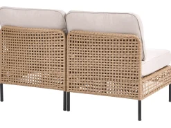 Sofa ogrodowa dla 2 osób OMEGANA Bez podłokietników Technorattan Jasnobeżowy