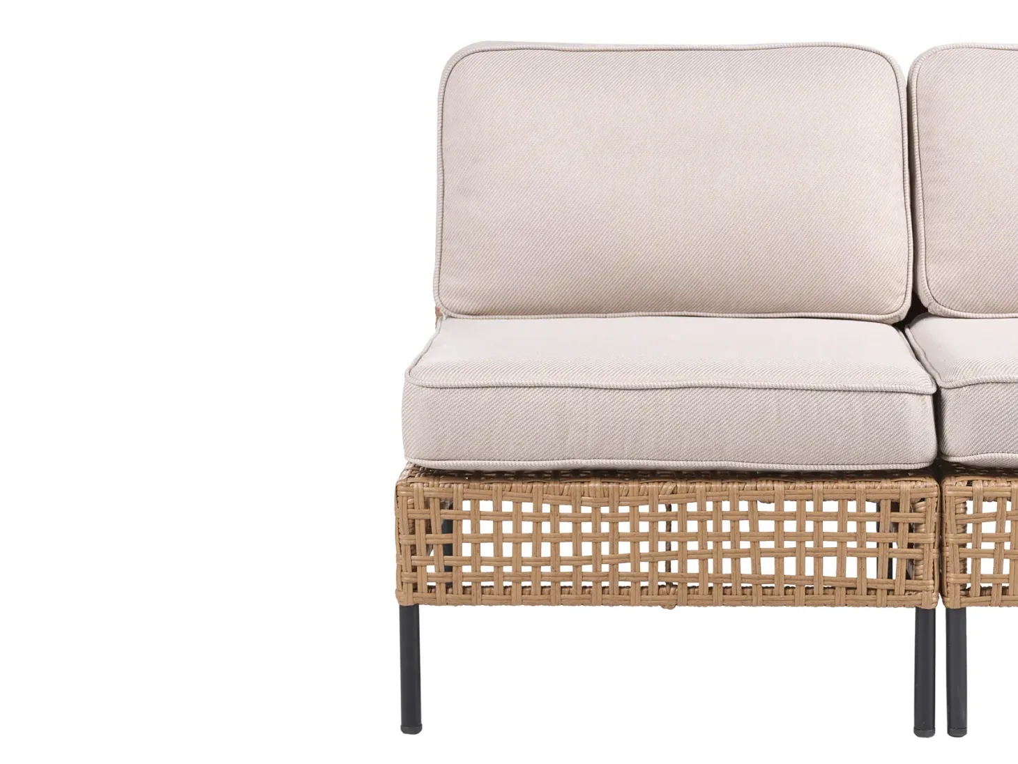 Sofa ogrodowa dla 2 osób OMEGANA Bez podłokietników Technorattan Jasnobeżowy