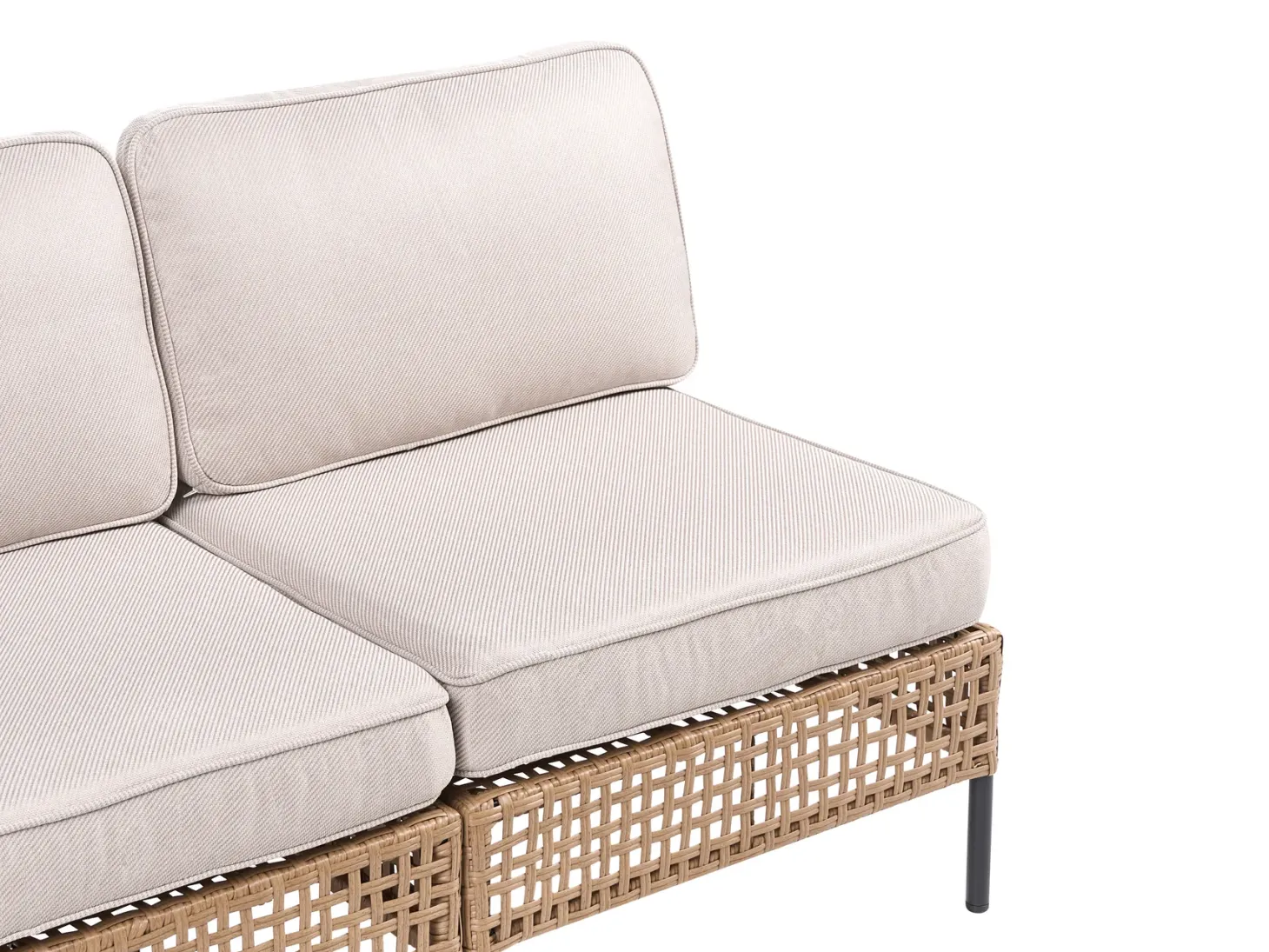 Sofa ogrodowa dla 2 osób OMEGANA Bez podłokietników Technorattan Jasnobeżowy