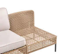 Sofa ogrodowa dla 2 osób OMEGANA Bez podłokietników Technorattan Jasnobeżowy