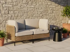 Sofa ogrodowa dla 2 osób OMEGANA Technorattan Jasnobeżowy