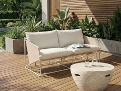 Sofa ogrodowa dla 2 osób PONTE Metal Jasnobeżowy